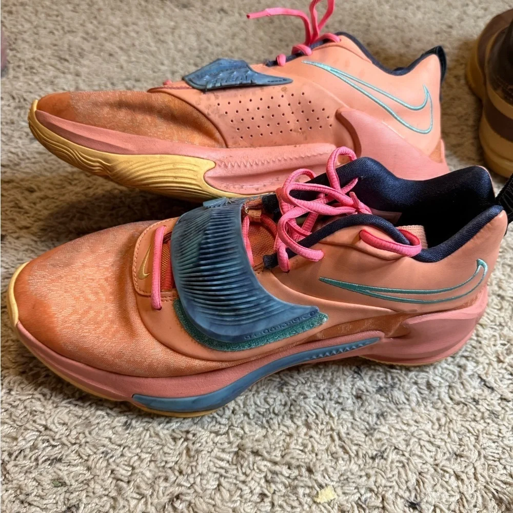 Nike Orange Blue Athletic Shoes with Suede Finish